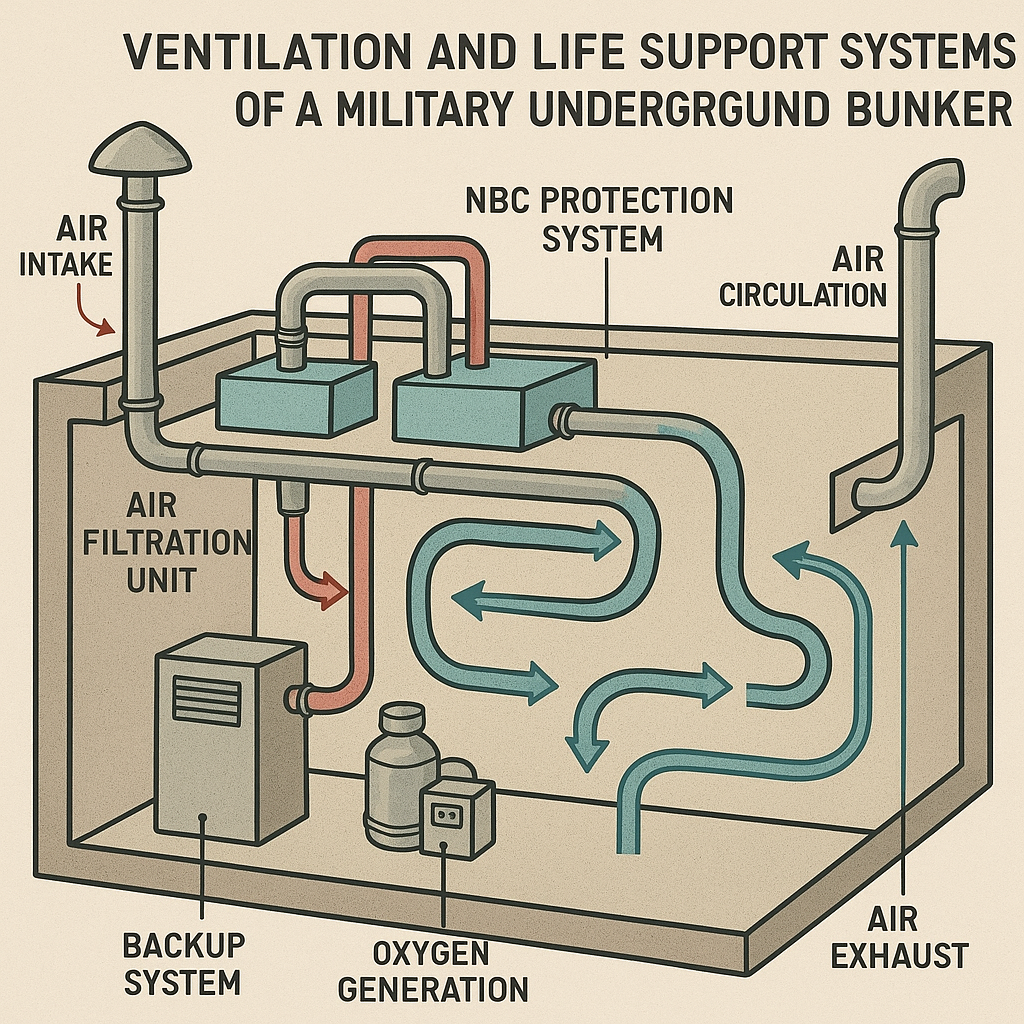 Ventilation and Life Support Systems in Military Underground Bunkers
