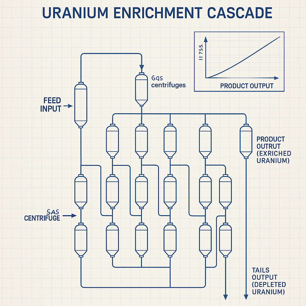Gas centrifuge cascade system for uranium enrichment