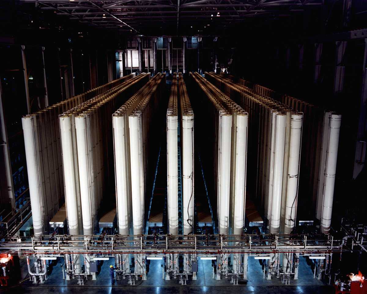 A large-scale gas centrifuge cascade facility used for enriching uranium.