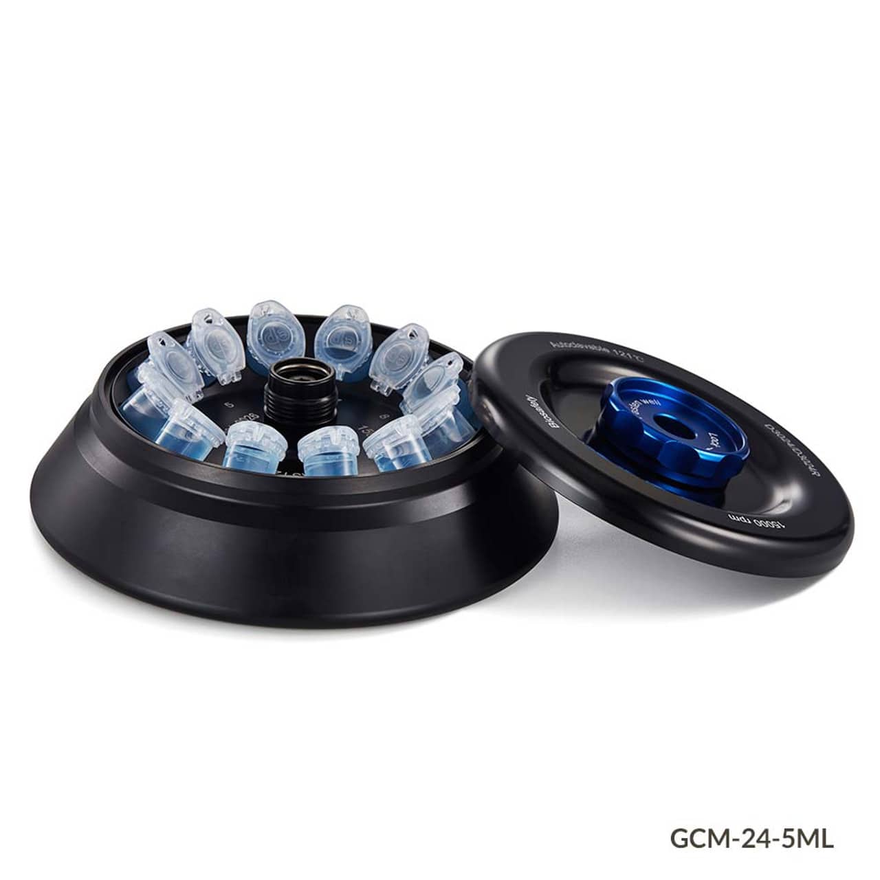 Aluminum alloy rotor designed for a microcentrifuge with twelve sample tube positions.