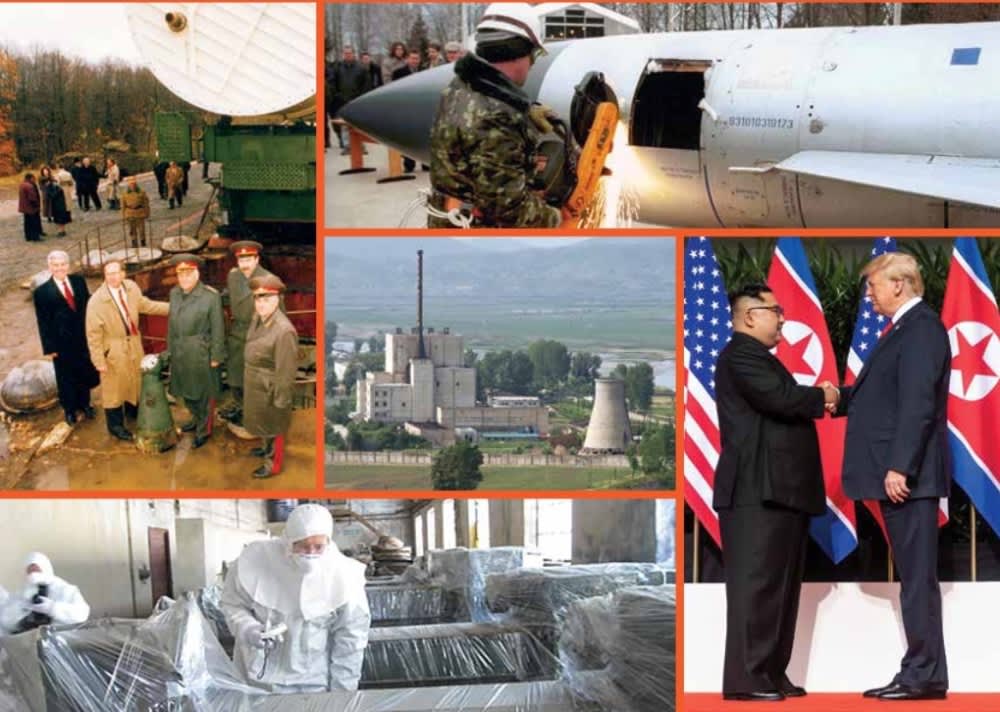Various aspects of nuclear disarmament and non-proliferation efforts, from the destruction of WMDs to diplomatic engagement.