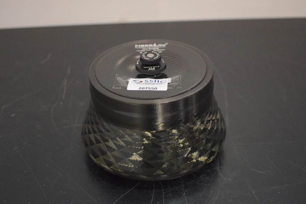 A FIBERLite fixed-angle rotor showcasing the distinctive weave pattern of carbon fiber.